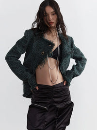 Gray Marriagie Frayed Tweed Jacket