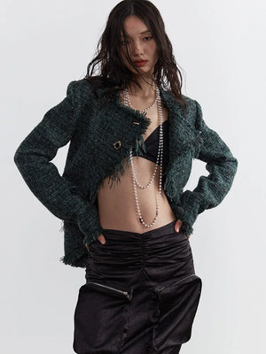 Gray Marriagie Frayed Tweed Jacket