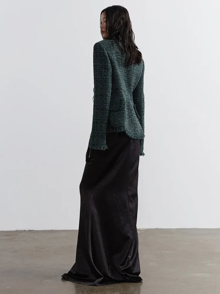 Left side view of Marriagie Frayed Tweed Jacket