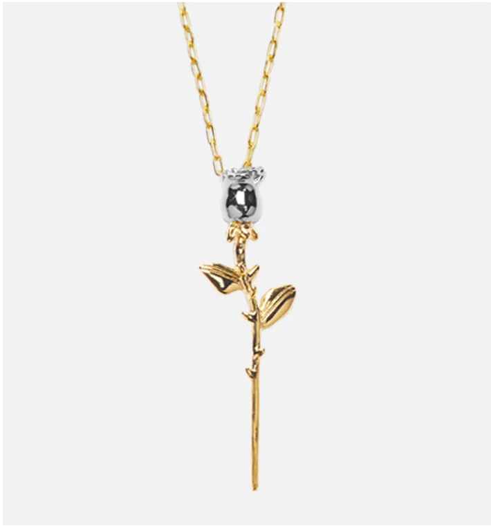 Marigold Shadows jewelry ***Azu Thorny Rose Pendant Necklace - Gold