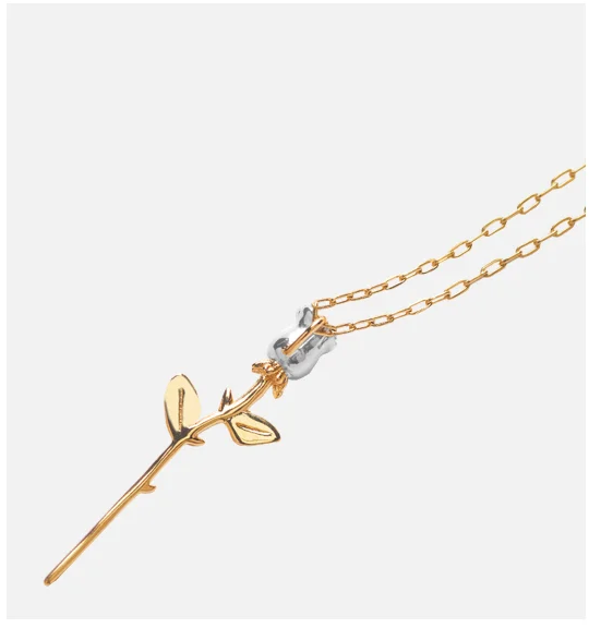 Marigold Shadows jewelry ***Azu Thorny Rose Pendant Necklace - Gold