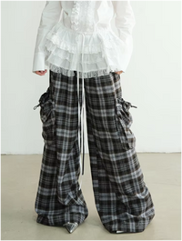 Marigold Shadows Pants Docter Plaid Cargo Pocket Pants