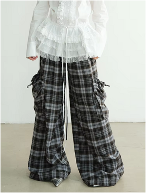 Marigold Shadows Pants Docter Plaid Cargo Pocket Pants