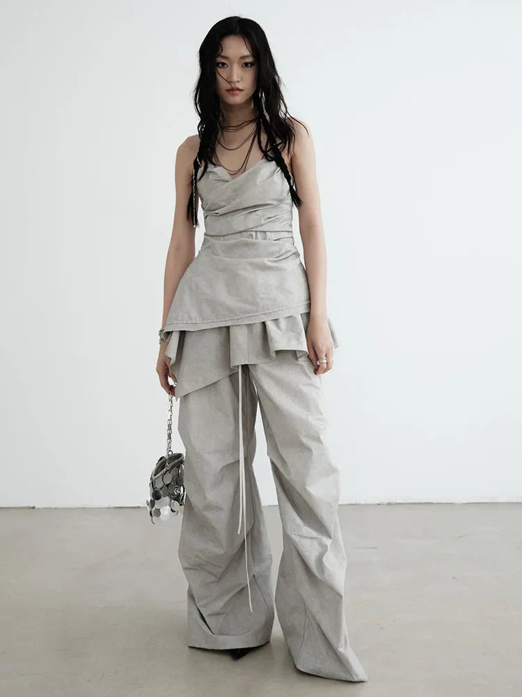 Marigold Shadows Pants Hantuki Drawstring Layered Pants