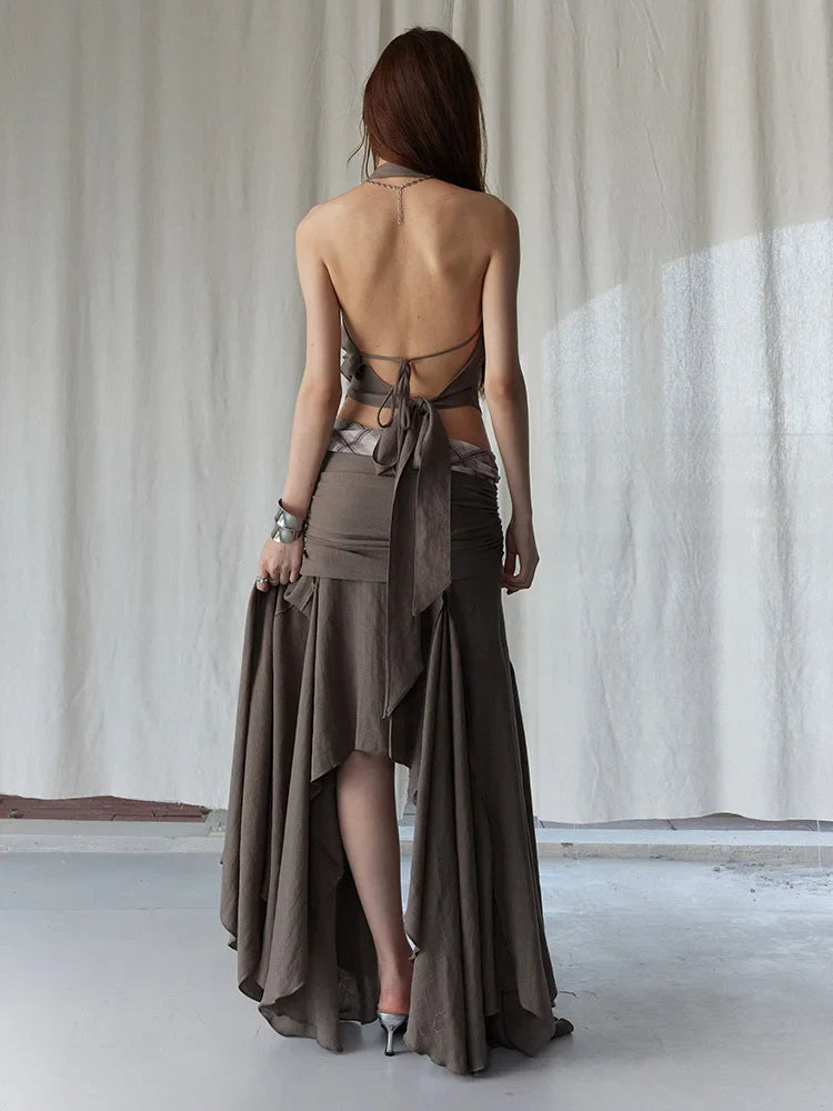 Marigold Shadows Shirts *** Burnn Ruffle Halter