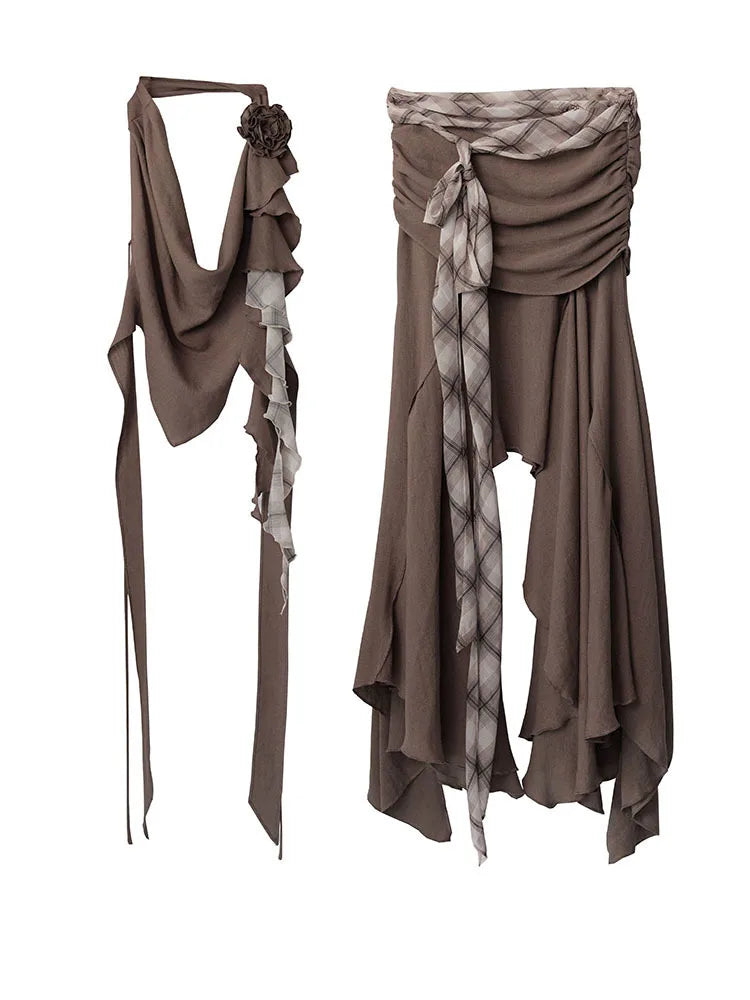 Marigold Shadows Shirts *** Burnn Ruffle Halter