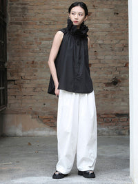 Full view of  Chee Ruffle Collar Blouse - Black 