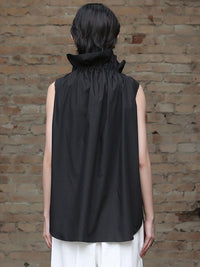 Back view of  Chee Ruffle Collar Blouse - Black 