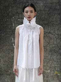 Front view of white short sleeve blouse