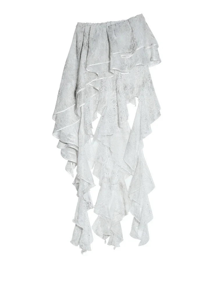 Marigold Shadows Shirts *** Cossett Irregular Ruffles Tube Top Skirt