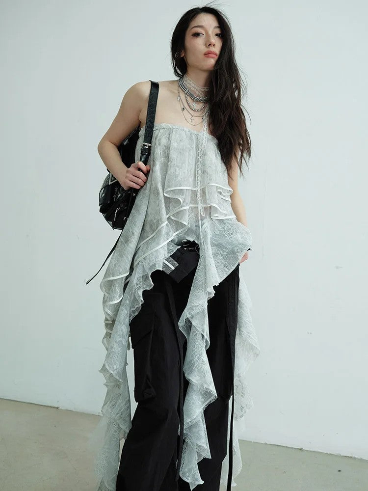 Marigold Shadows Shirts *** Cossett Irregular Ruffles Tube Top Skirt