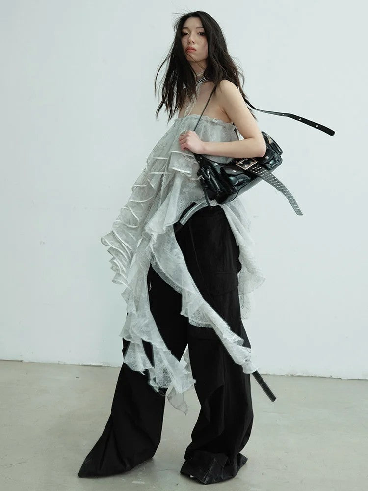 Marigold Shadows Shirts *** Cossett Irregular Ruffles Tube Top Skirt