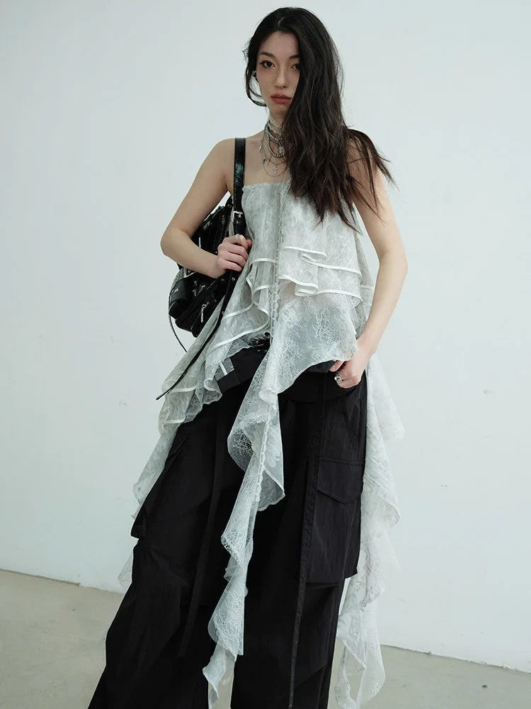 Marigold Shadows Shirts *** Cossett Irregular Ruffles Tube Top Skirt