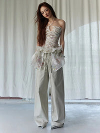 Marigold Shadows Shirts *** Hata Sheer Floral Halter