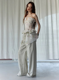 Marigold Shadows Shirts *** Hata Sheer Floral Halter