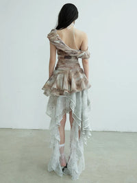 Marigold Shadows Shirts *** Narmie Asymmetrical Ruffle Shirt