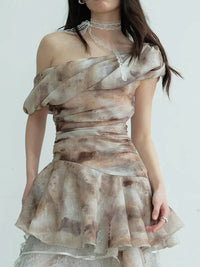 Marigold Shadows Shirts *** Narmie Asymmetrical Ruffle Shirt