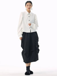 Marigold Shadows Shirts *** Samai Puff Sleeve Button Up