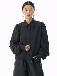 Marigold Shadows Shirts *** Samai Puff Sleeve Button Up