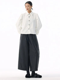 Marigold Shadows Shirts *** Samai Puff Sleeve Button Up