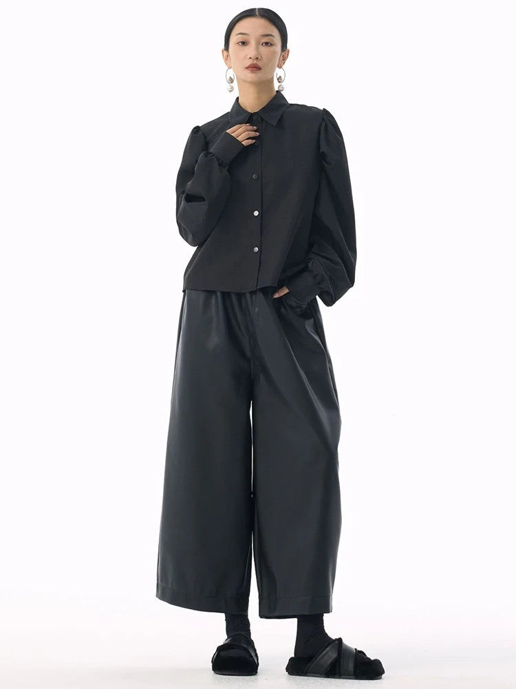 Marigold Shadows Shirts *** Samai Puff Sleeve Button Up