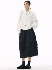 Marigold Shadows Shirts *** Samai Puff Sleeve Button Up