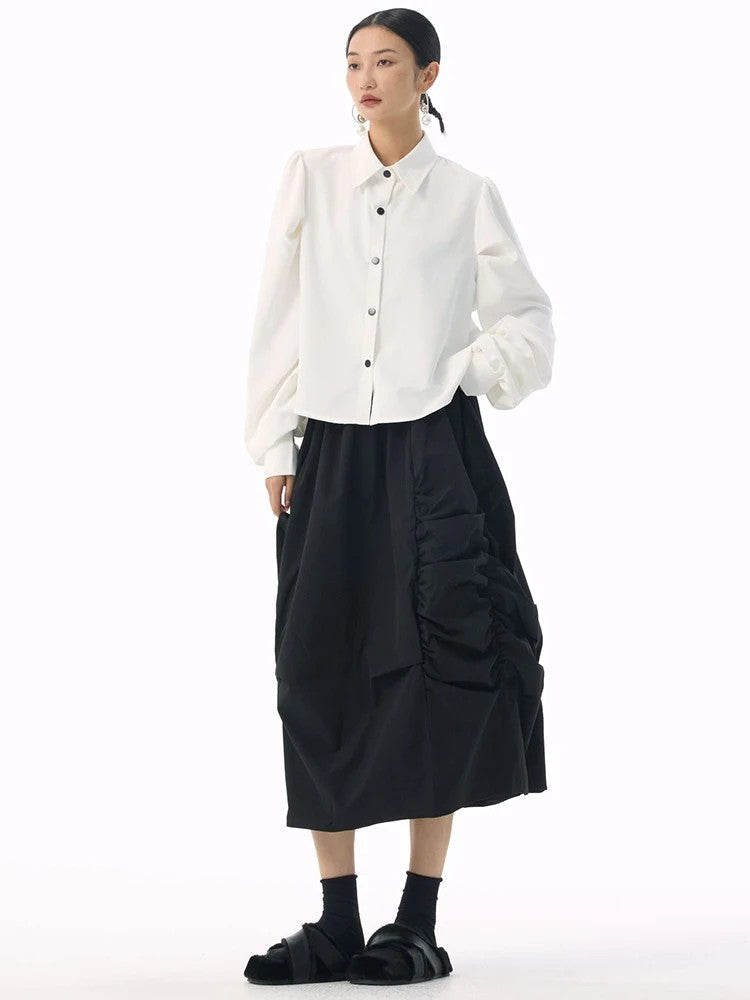 Marigold Shadows Shirts *** Samai Puff Sleeve Button Up