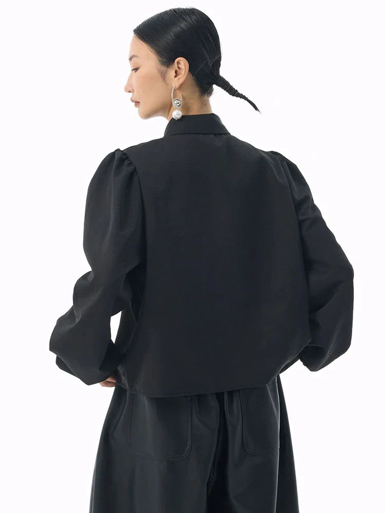 Marigold Shadows Shirts *** Samai Puff Sleeve Button Up