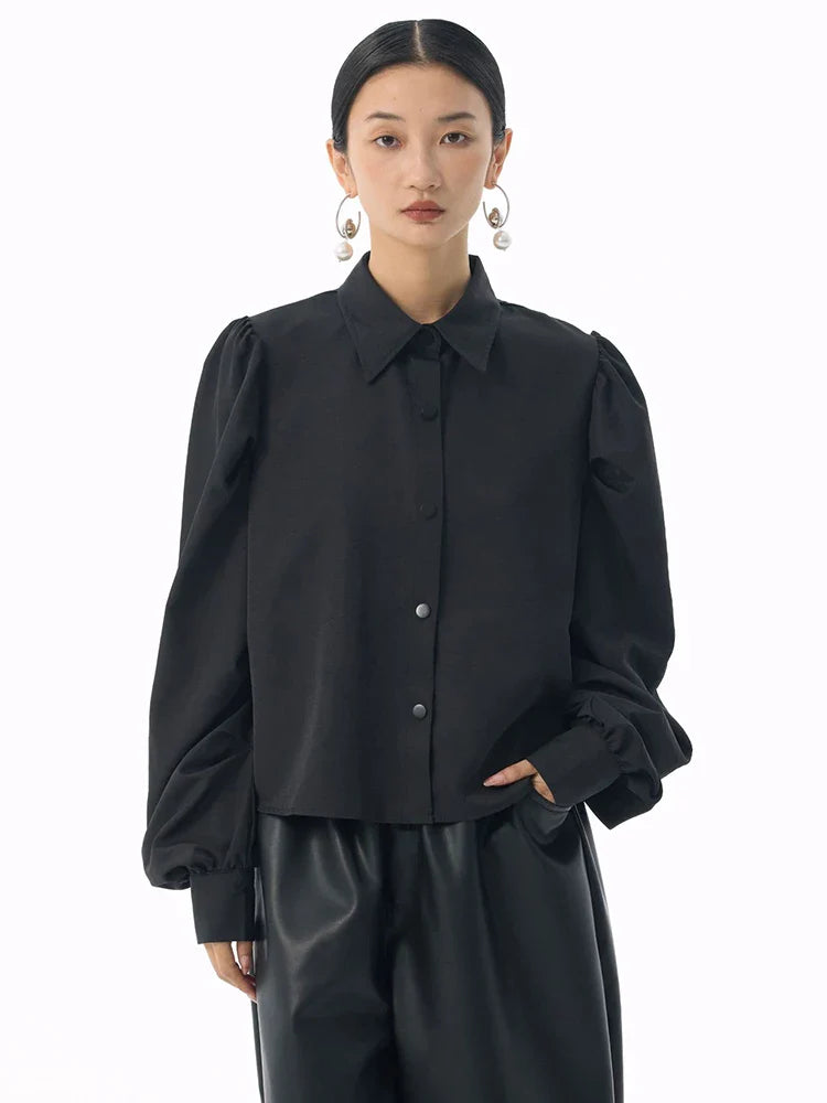 Marigold Shadows Shirts *** Samai Puff Sleeve Button Up