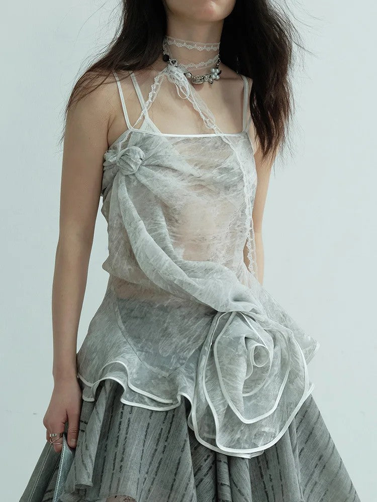 Marigold Shadows Shirts *** Tulletoo Sheer Floral Tank