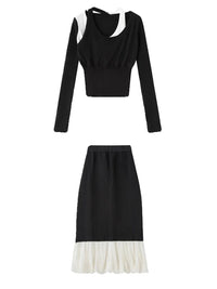 Chambrey Cutout Skirt  shown in tow pieces