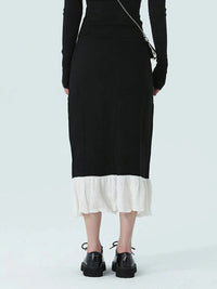 Back viw of hem on Chambrey Cutout Skirt 