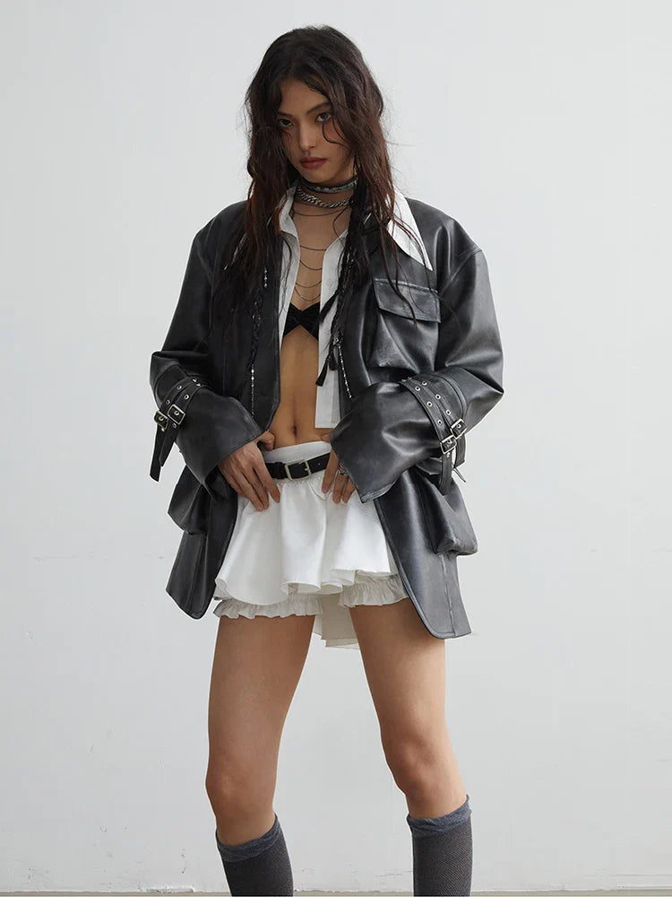 Another front view of Faroush Ruffle Mini Skirt