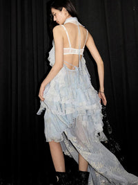 Marigold Shadows Skirts **Miecy Sheer Lace Maxi Skirt