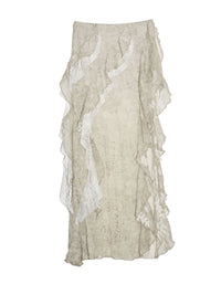 Marigold Shadows Skirts **Miecy Sheer Lace Maxi Skirt