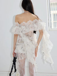 Marigold Shadows Skirts *Outerr Ruffle Mini Skirt