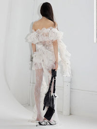 Marigold Shadows Skirts *Outerr Ruffle Mini Skirt