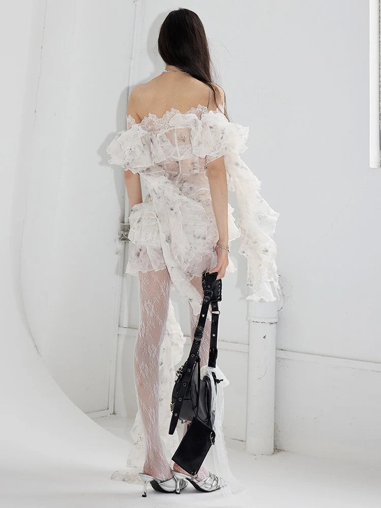 Marigold Shadows Skirts *Outerr Ruffle Mini Skirt