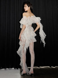 Marigold Shadows Skirts *Outerr Ruffle Mini Skirt