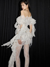 Marigold Shadows Skirts *Outerr Ruffle Mini Skirt