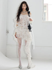 Marigold Shadows Skirts *Outerr Ruffle Mini Skirt