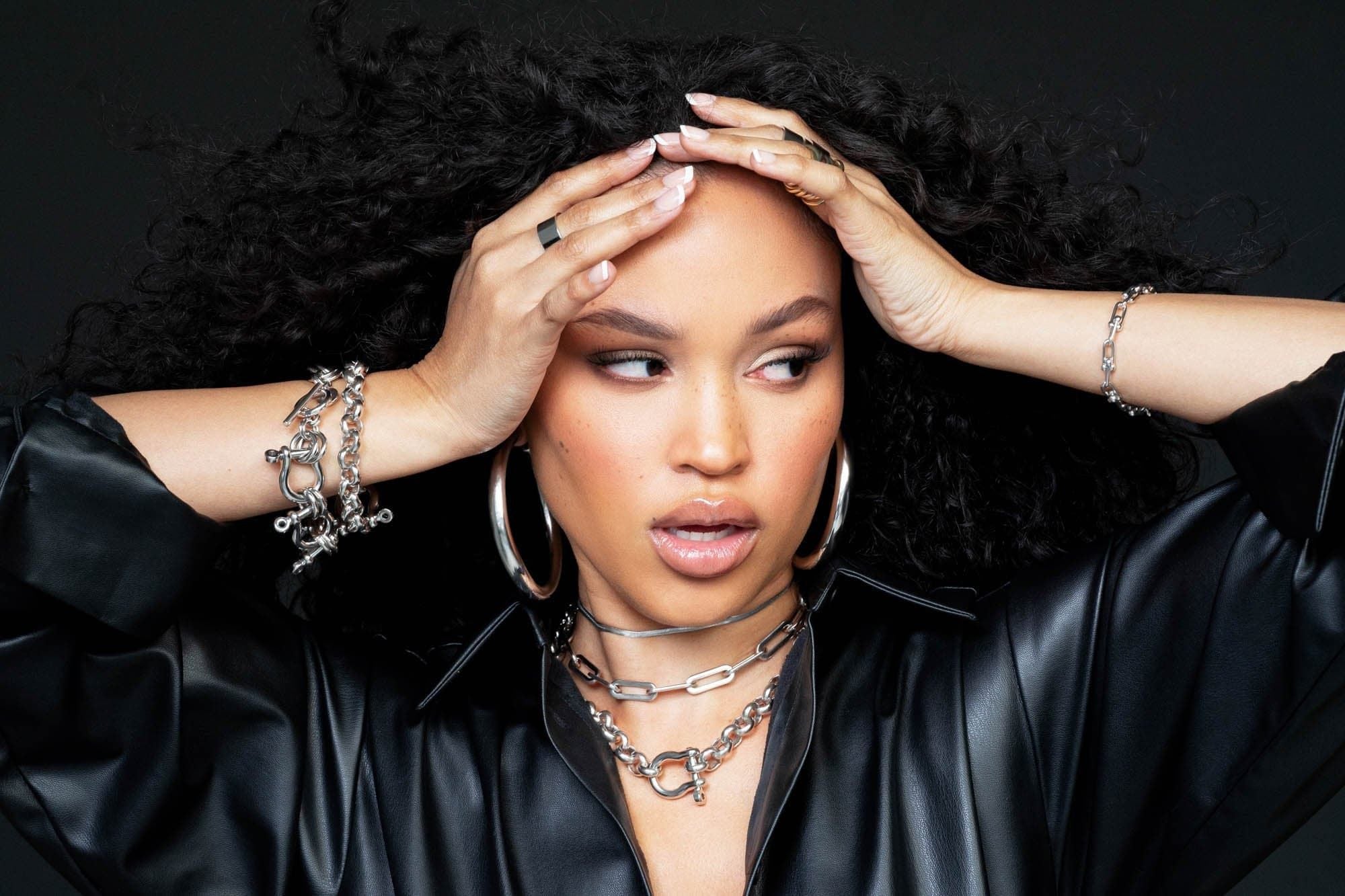 Model wearing three Royal Necklace around her neck 