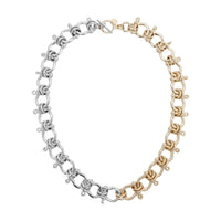 A two-toned (gold and silver) XL Harrison necklace with a mix of metallic links, designed by eklexic.