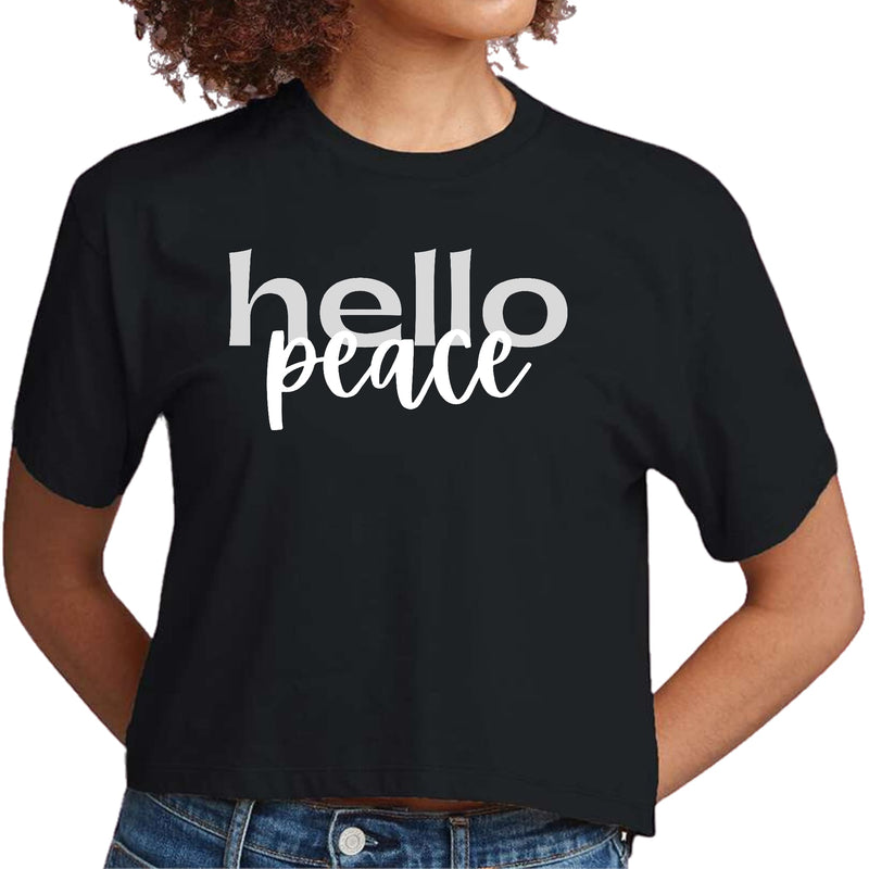 Womens Cropped Graphic T-shirt - Hello Peace Motivational Peaceful