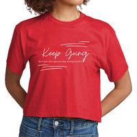 Womens Cropped Graphic T-shirt - Keep Going Don’t Give Up