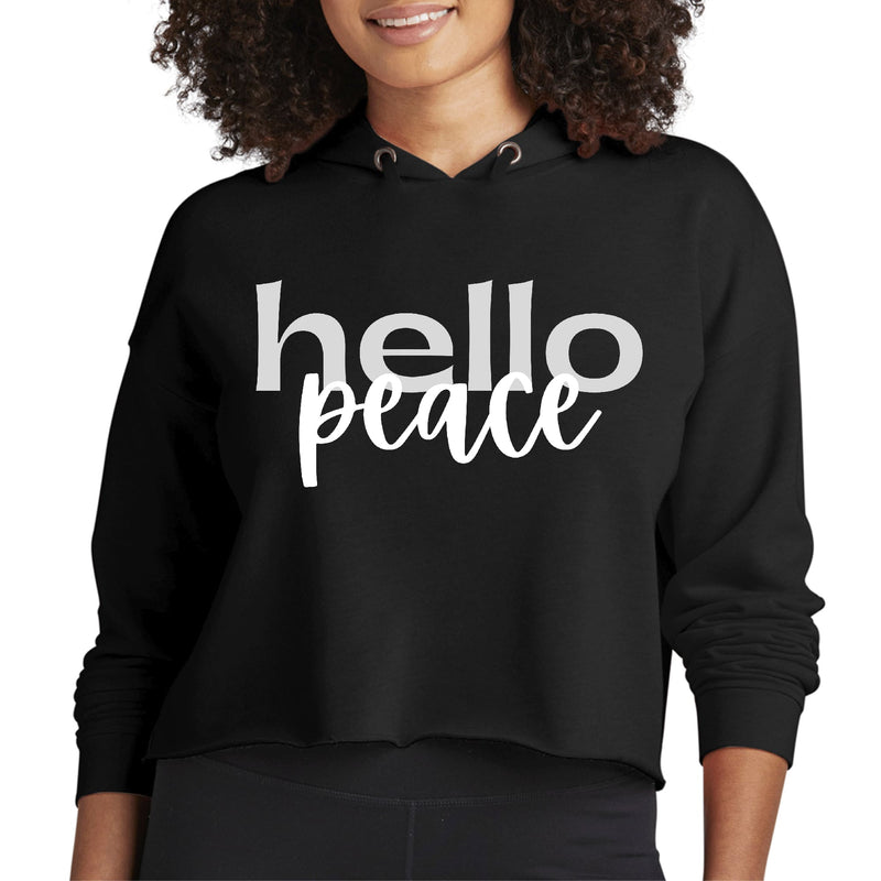 Womens Cropped Hoodie Hello Peace Motivational Peaceful Aspiration