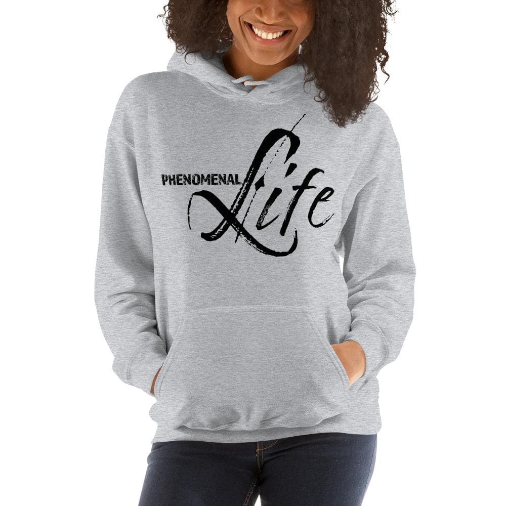 Womens Hoodie - Pullover Sweatshirt - Black Graphic/phenomenal Life