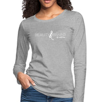 Womens Long Sleeve Graphic Tee - Beauty and Brains et Cetera Print