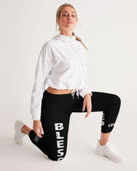 Womens Track Pants - Black and White Blessed Graphic Sports Pants