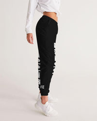 Womens Track Pants - Black and White Blessed Graphic Sports Pants